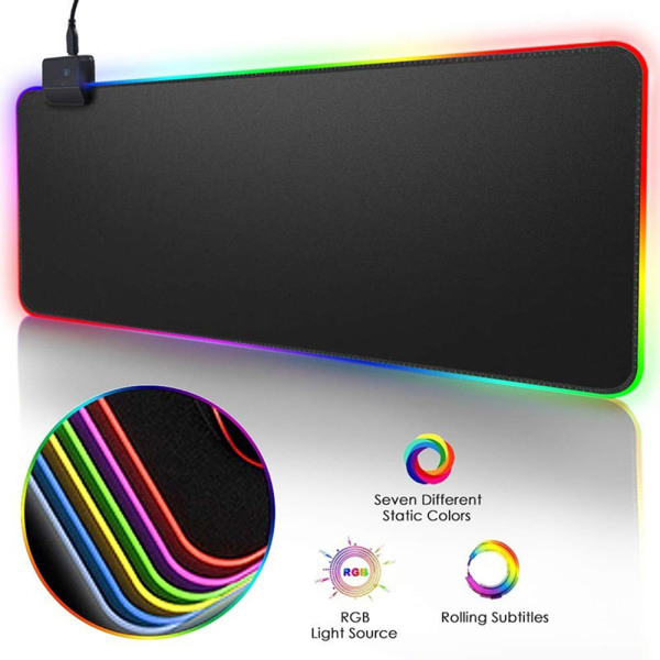 Gaming musmatta med RGB-belysning – 90x40 cm