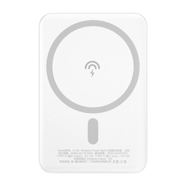 Powerbank 5000mAh MagSafe- ja langattomalla latauksella - Valko