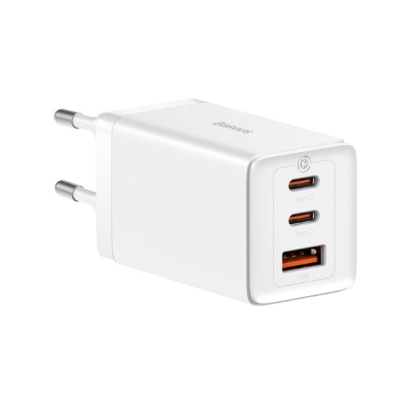 Baseus GaN USB-laturi 65 W 2xUSB C 1xUSB ja 100 W USB-C -kaapel