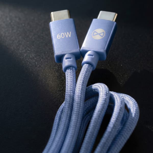 Forever Vibe USB-C-kabel 1 m 60 W – Blå / Hurtigopladningskabel