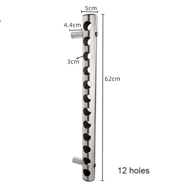 Vinställ i rostfritt stål för 12 flaskor, 62 cm