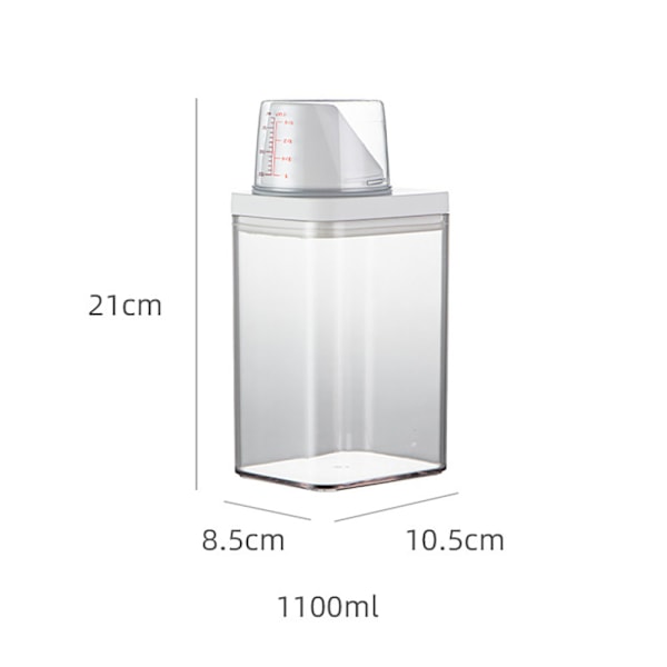 Tvättmedelsbehållare med måttskala och lufttät design - 1100ml