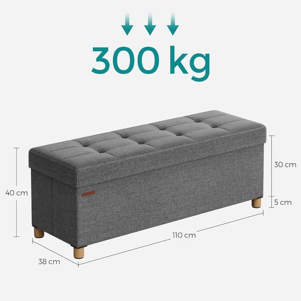 Suuri säilytyspenkki 110 × 40 × 38 cm – Harmaa