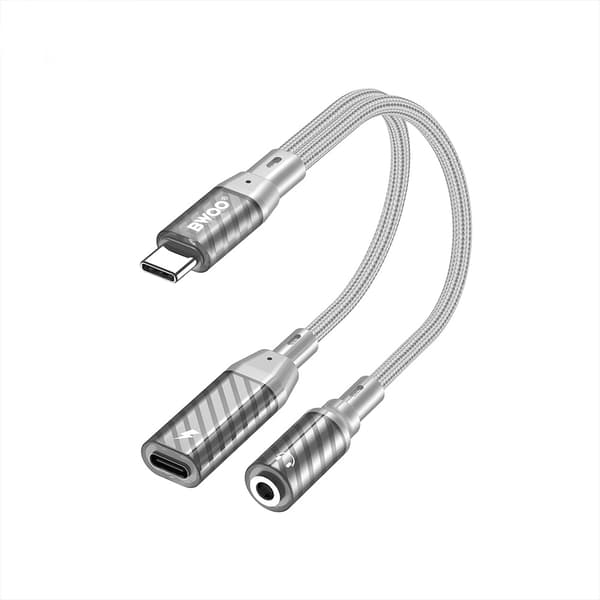 BWOO USB-sovitin USB-C:stä USB-C:hen ja 3,5 mm:n liitäntään lat