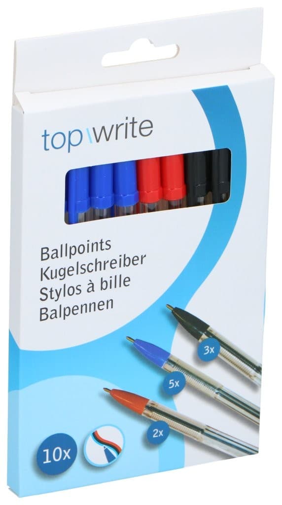 Kulspetspennor blå svart röd 10-pack / kulspetspenna set / bläc