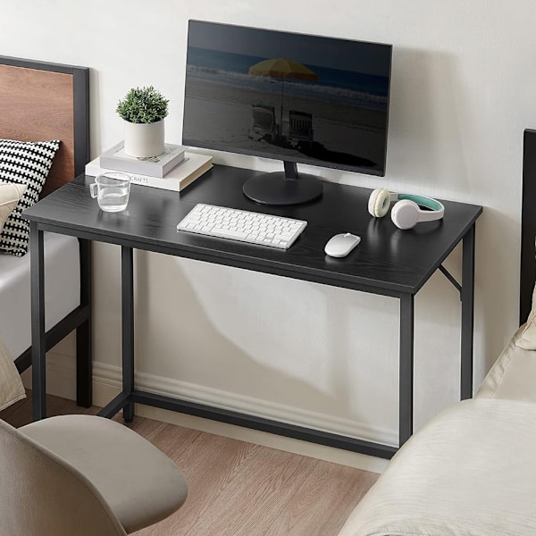 sort skrivebord med metalramme - 100 x 50 x 75 cm