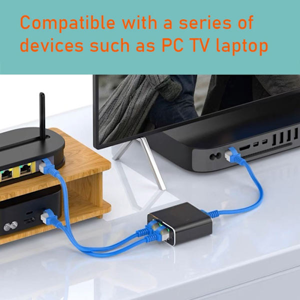 RJ45-Splitter 1 till 2 för 1000M Nätverk