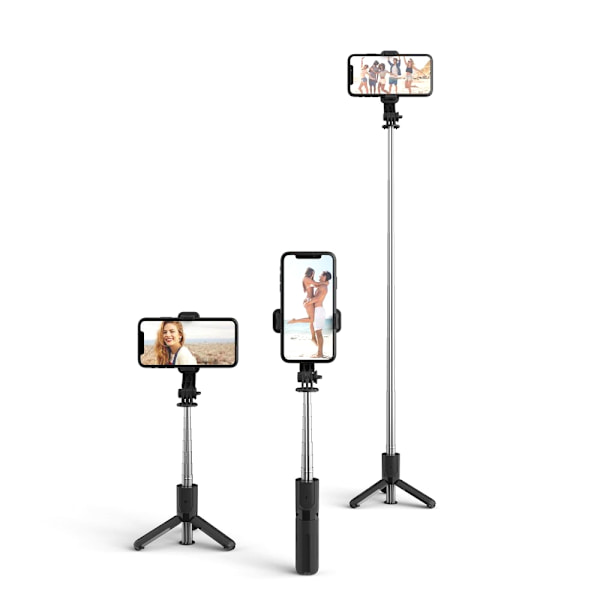 Tech-Protect Selfie-stick med stativ 72 cm - Sort