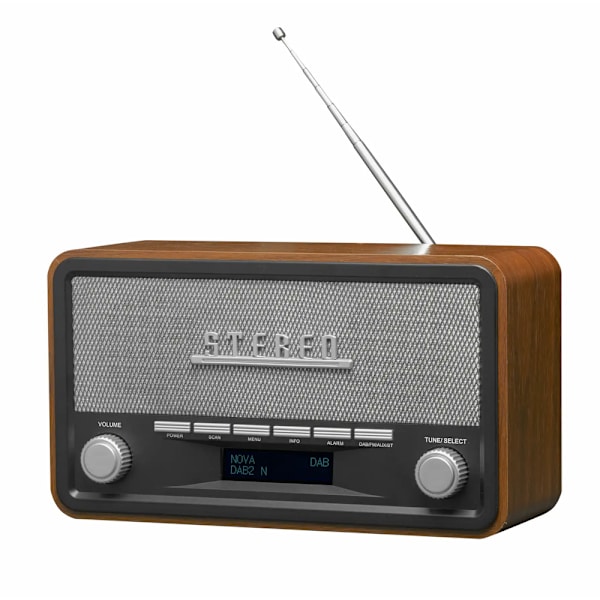 Denver retroradio DAB+ / FM, Bluetooth 5.0, herätyskello ja puu
