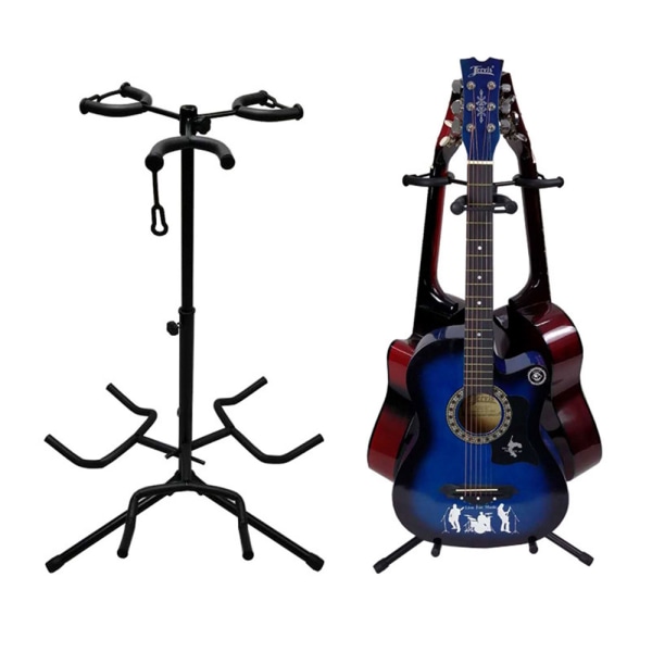 Gitarrställ för 3 gitarrer – justerbar höjd 60–105 cm och lutan