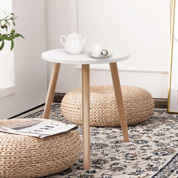 Rundt sidebord 40 cm - Hvid/træ