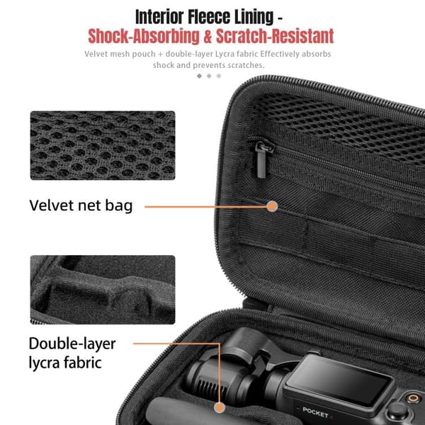Opbevaringsetasje til DJI Osmo Pocket 4 – Svart / formtilpasset