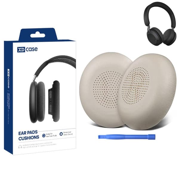 Ørepuder i kunstlæder til Jabra Elite 45h/Evolve2 65 - Guld