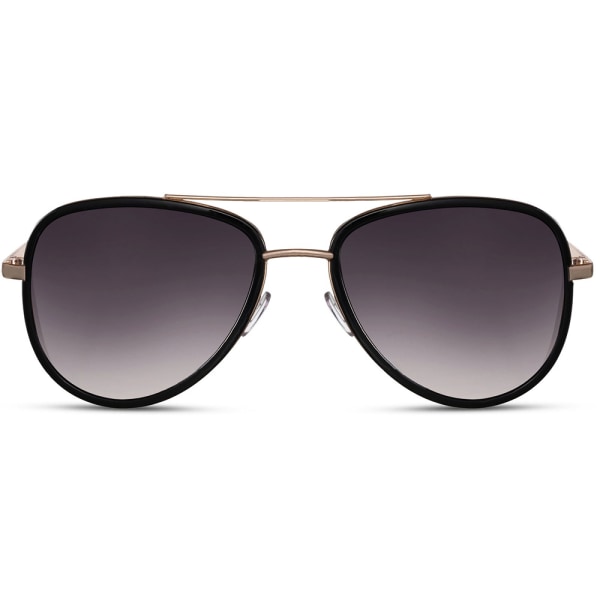 Unisex Aviator-aurinkolasit – Kultainen kehys, mustat linssit,