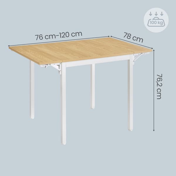 Hopfällbart matbord för 4 personer - Natur/Vit / Klaffbord för