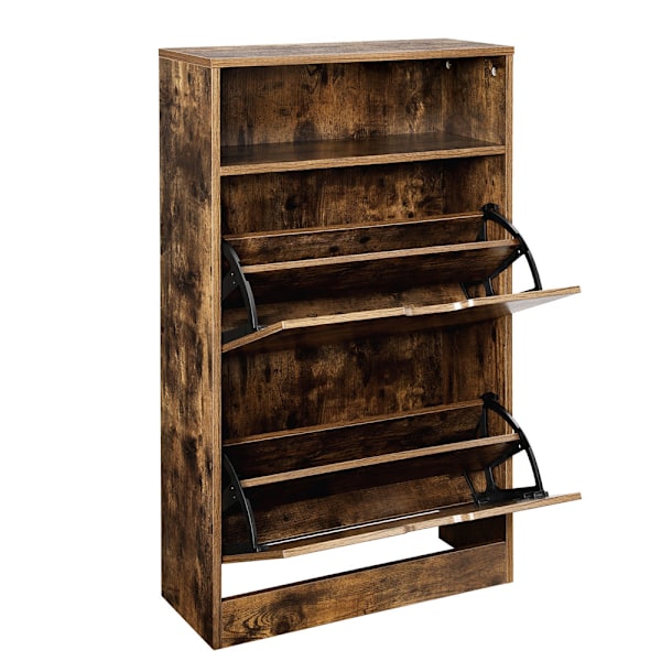Kenkäkaappi taittuvilla ovilla ja avoimella lokerolla 60 x 24 x