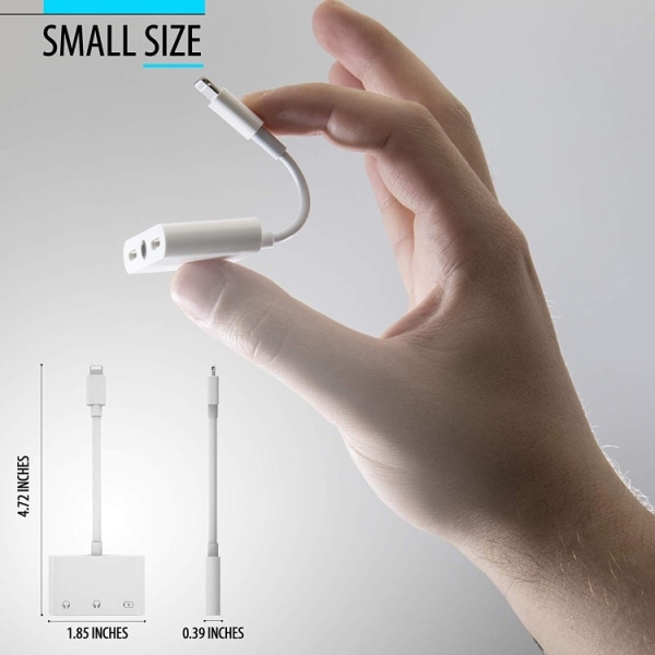 Høretelefon- og ladeadapter 2 x Lightning + 3,5mm til Lightning