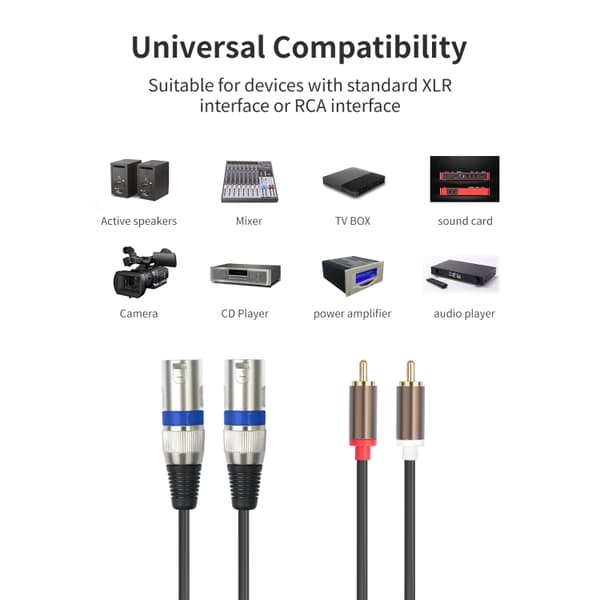 Lydkabel 2 RCA han til 2 XLR 3pin 1,5m