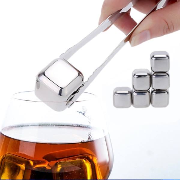 Ruostumattomasta teräksestä valmistetut jääkuutiot 6-pack - BPA