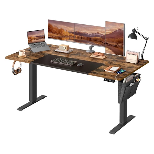 Höj- och sänkbart skrivbord med minnesfunktion och kabelhanteri