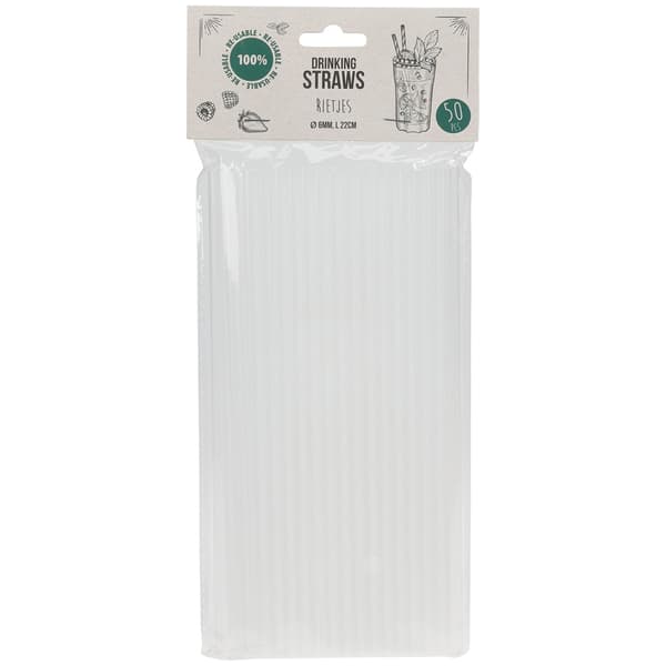 100-pack Sugrör i plast återanvändbara 22cm - Frostad vit / Dri