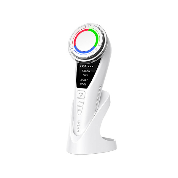 Ansigtsmassageapparat med ultralyd og lysbehandling til dyb hud