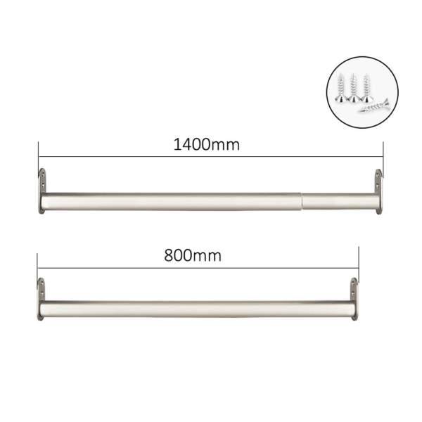 Justerbar Klädstång 80-140cm - Silver