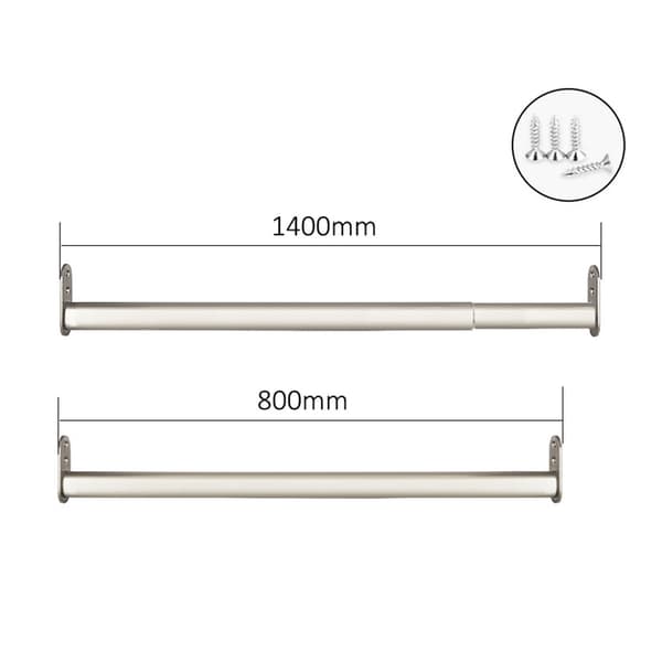 Justerbar tøjstang 80-140cm - Sølv