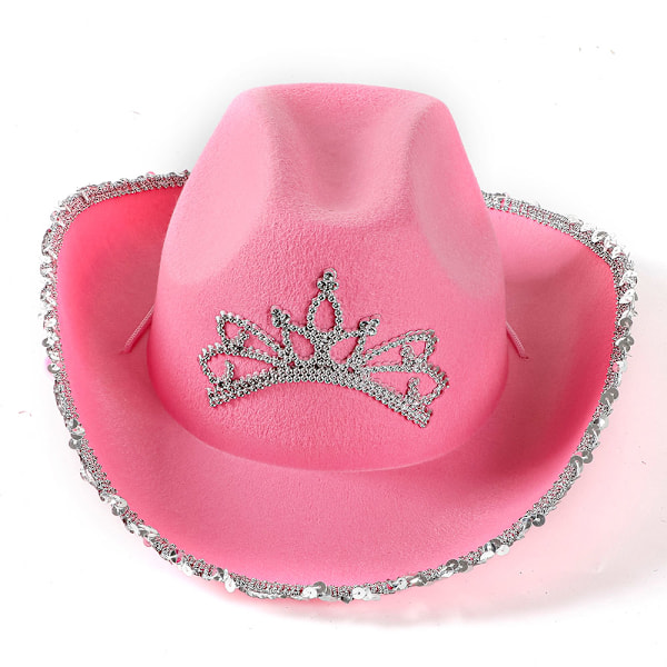 Rosa cowboyhatt med paljetter