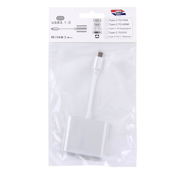 USB 3.1 Type-C-han til USB-C, HDMI og USB 3.0-hun-adapter - und