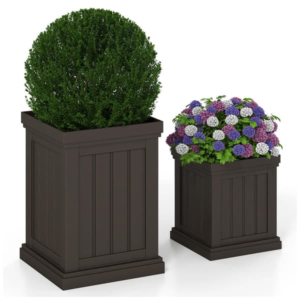 Firkantede blomsterpotter 2 stk / plastpotter med dræn / blomst