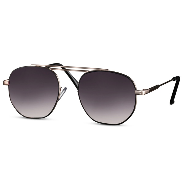 Unisex aviator-aurinkolasit – Kultainen kehys, mustat linssit,