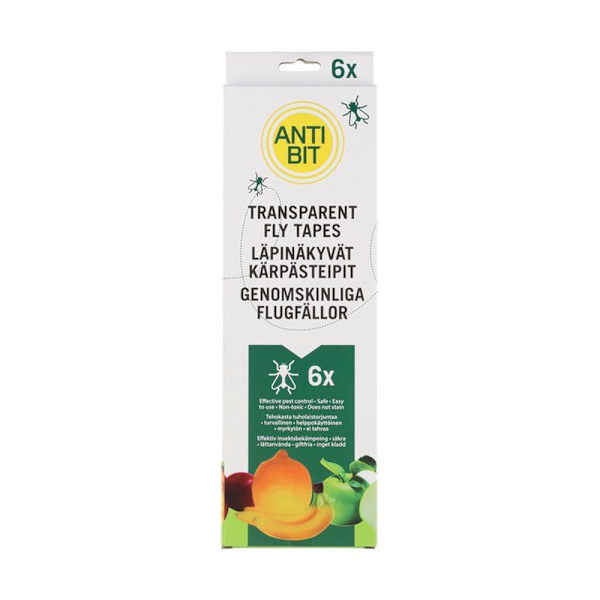 6-pack flugpapper - genomskinligt / flugfälla tejp / flugpapper