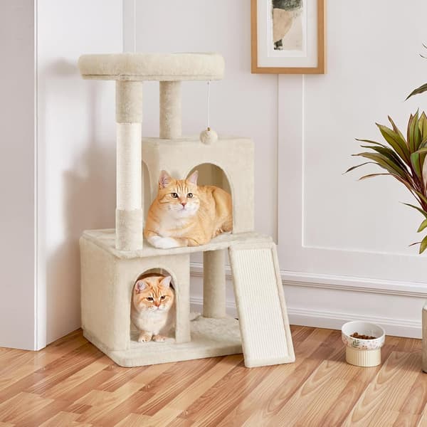 Kattetræ med 2 huler 60×45×106 cm / kradsetræ med sisalstolper