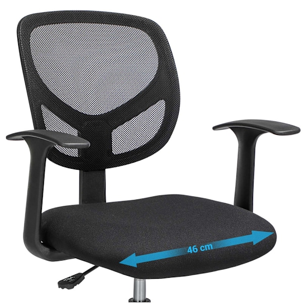 Ergonomisk kontorstol med armlæn og fodstøtte - Sort