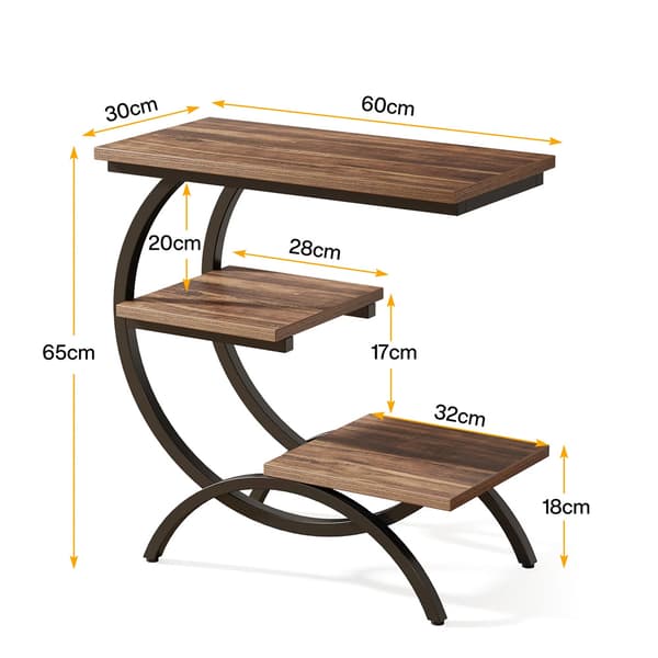 Industrielt sidebord med 3 hylder – Brun-Svart – C-format aflas