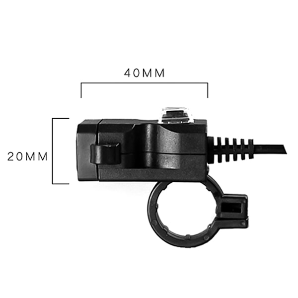 Vedenpitävä kaksois-USB-portti moottoripyörään 5V 1A/2.1A