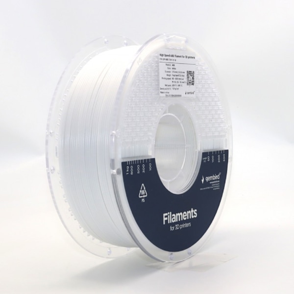 ABS-filament til 3D-printere 1,75 mm 1 kg - hvid