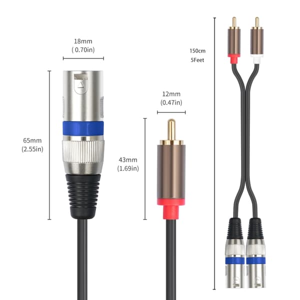 Äänikaapeli 2 RCA uros 2 XLR 3pin 1,5m