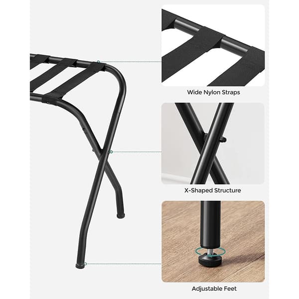 Vikbar bagagepall i metall – svart