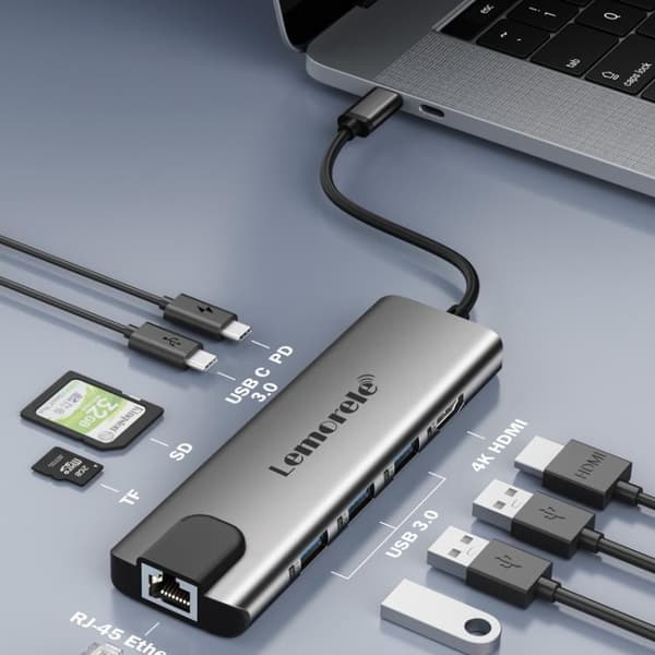 Lemorele TC39 9-i-1 USB-C-dockningsstation / USB-C-hubb med 4K