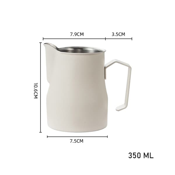 Hvid mælkekande i rustfrit stål 350 ml / mælkeskummekande med s
