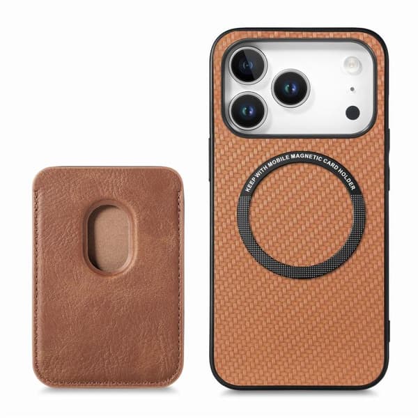 Bagcover med magnetisk kortholder til iPhone 17 Pro - Brun