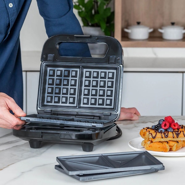Black+Decker Smörgåsgrill Sandwich Waffle 750 W med 3 utbytbara