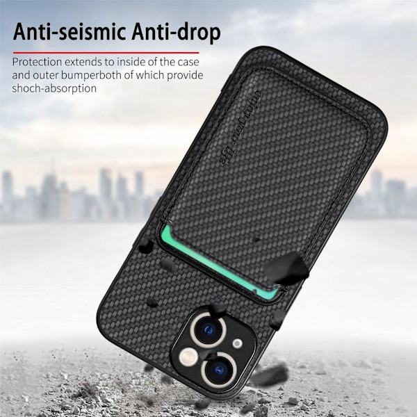 Bagcover med magsafe kortholder til iPhone 15 - Sort