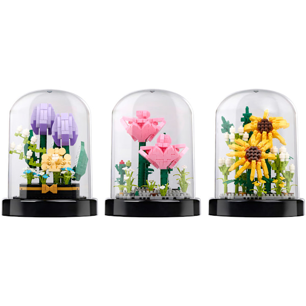 Byggklossar i glaskupol - Blommor