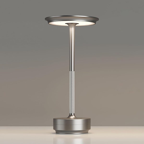 Bordlampe/natlampe med touch-kontrol og USB-opladning - Sølv