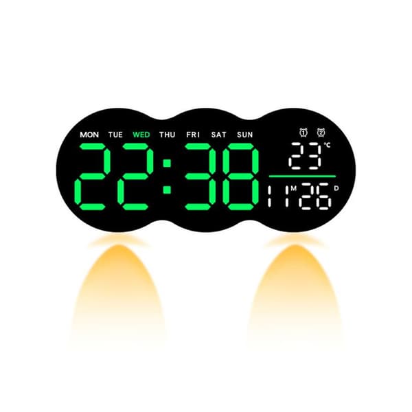 Digitalt vægur / LED-ur med dato / temperatur / ugedag / timer