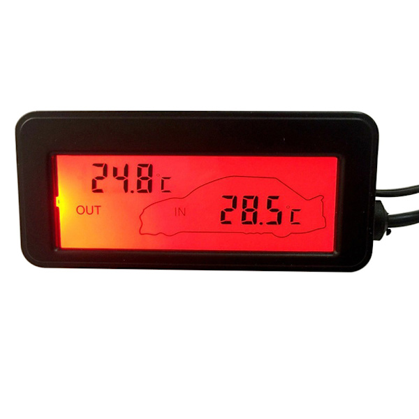 12V biltermometer inne/ute / termometer med LCD til bil / tempe