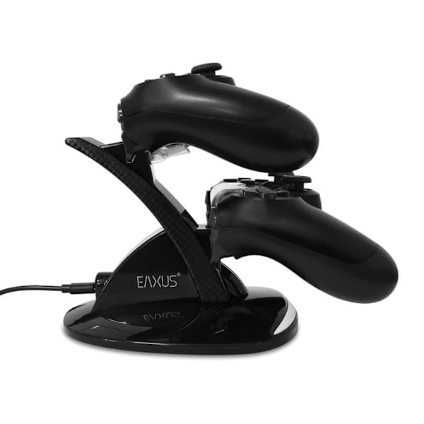 Opladningsstation for 2x PS4-kontroller med farvestærk LED-bely